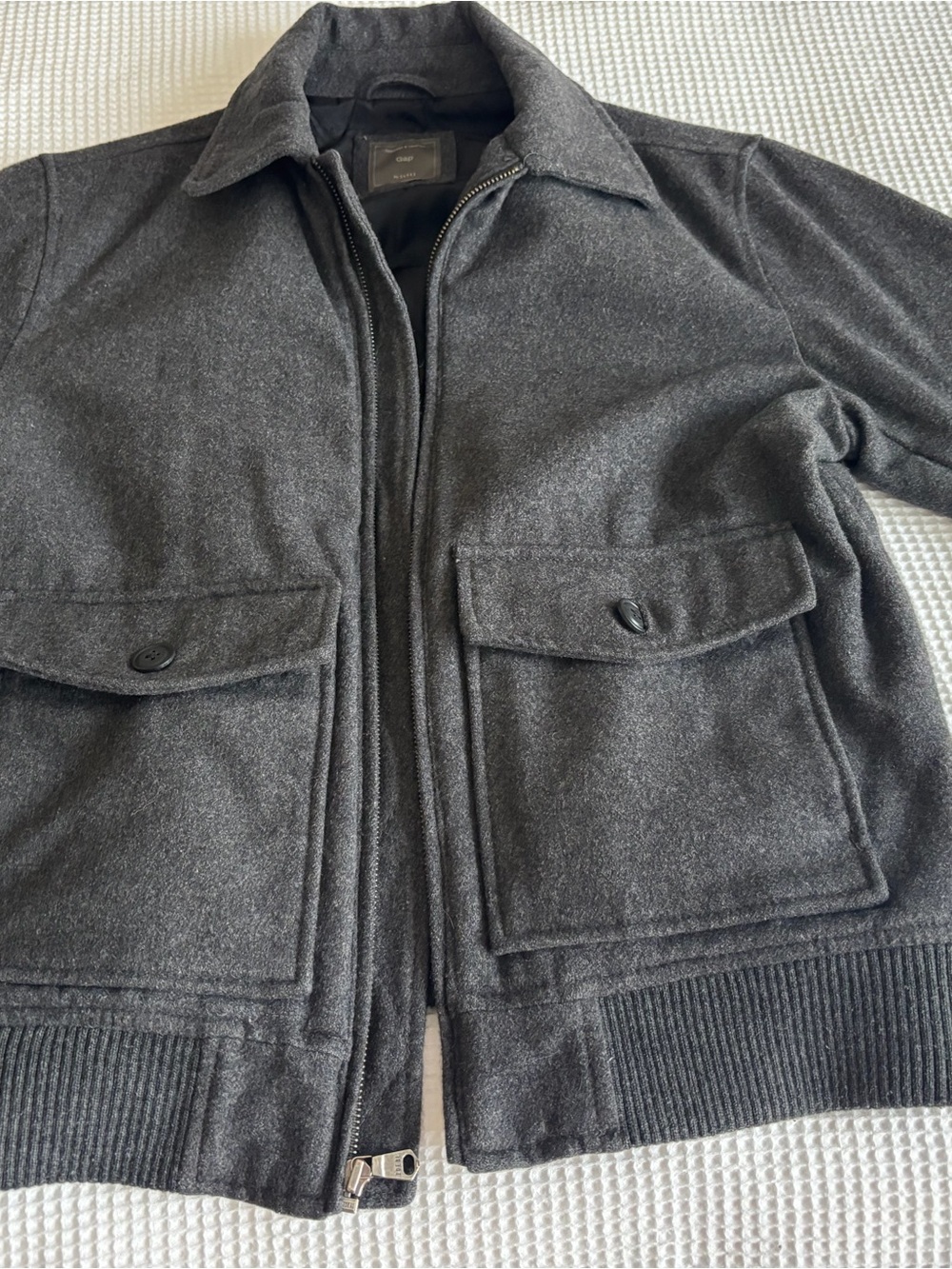 GAP Men's Charcoal Gray Zip-Up Wool Jacket